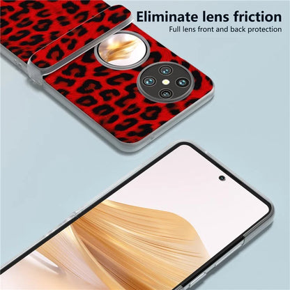For Huawei Pocket 2 Case Leopard Print Texture Leather+PC Phone Cover with Clear Matte Edge