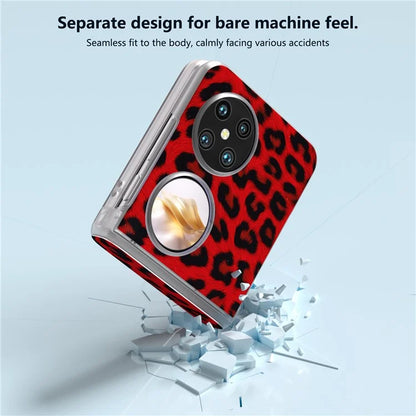 For Huawei Pocket 2 Case Leopard Print Texture Leather+PC Phone Cover with Clear Matte Edge