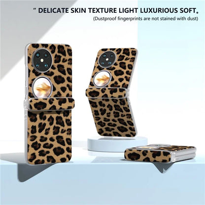 For Huawei Pocket 2 Case Leopard Print Texture Leather+PC Phone Cover with Clear Matte Edge