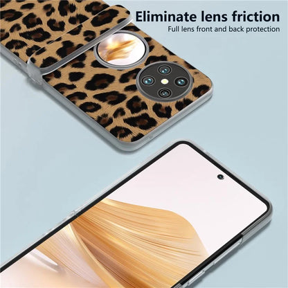 For Huawei Pocket 2 Case Leopard Print Texture Leather+PC Phone Cover with Clear Matte Edge