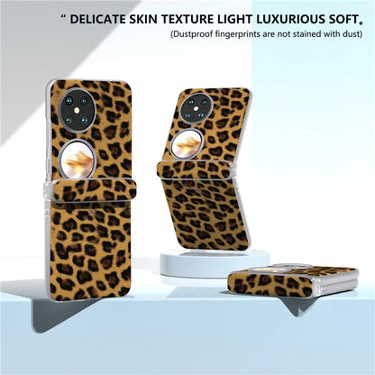 For Huawei Pocket 2 Case Leopard Print Texture Leather+PC Phone Cover with Clear Matte Edge