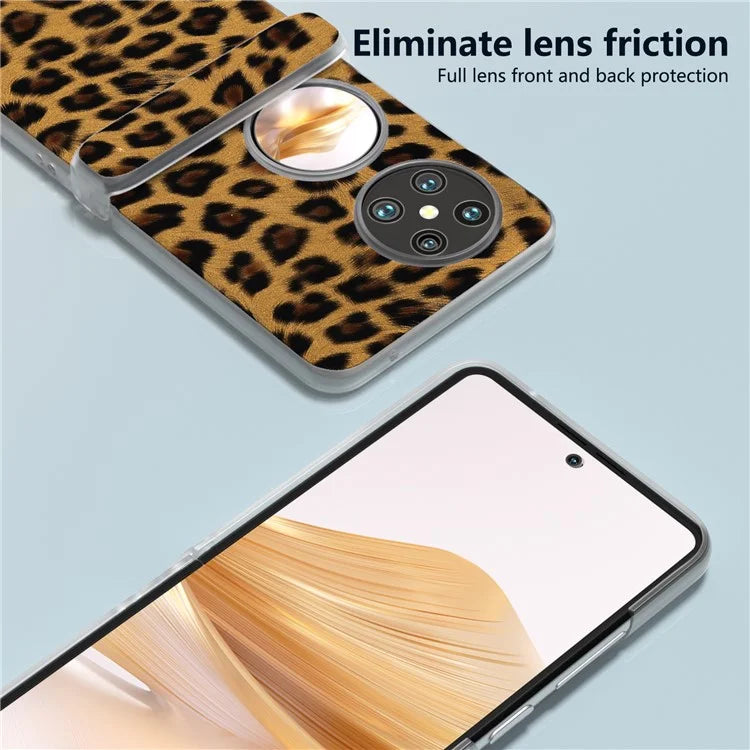For Huawei Pocket 2 Case Leopard Print Texture Leather+PC Phone Cover with Clear Matte Edge