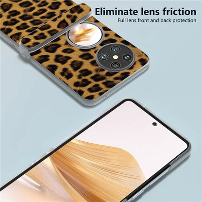 For Huawei Pocket 2 Case Leopard Print Texture Leather+PC Phone Cover with Clear Matte Edge