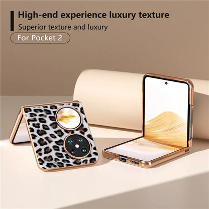 For Huawei Pocket 2 Case Leopard Pattern Leather+PC Ultra Thin Protective Phone Cover