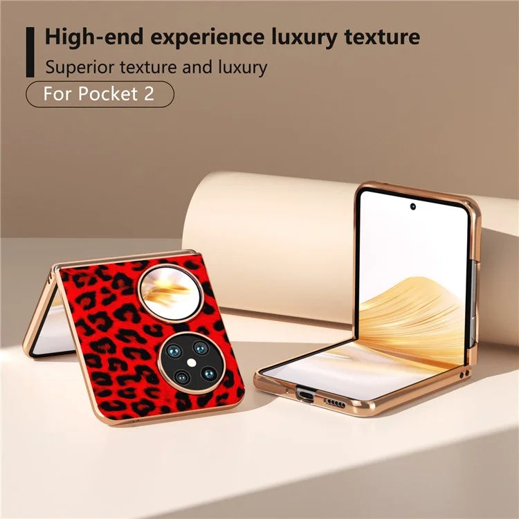 For Huawei Pocket 2 Case Leopard Pattern Leather+PC Ultra Thin Protective Phone Cover