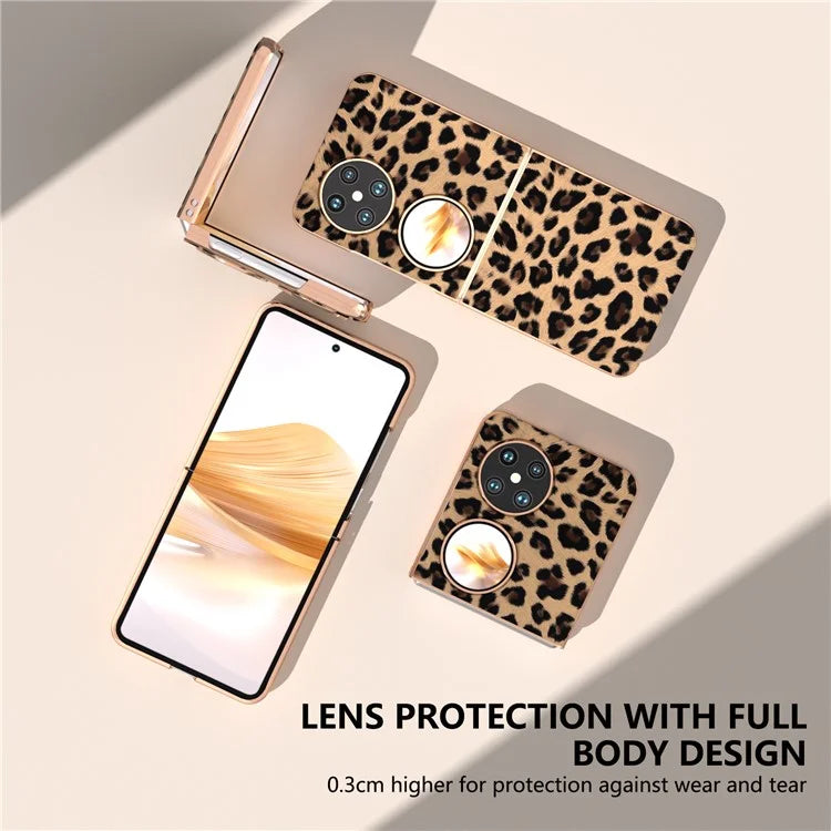 For Huawei Pocket 2 Case Leopard Pattern Leather+PC Ultra Thin Protective Phone Cover