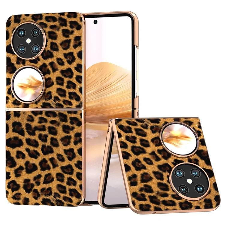 For Huawei Pocket 2 Case Leopard Pattern Leather+PC Ultra Thin Protective Phone Cover