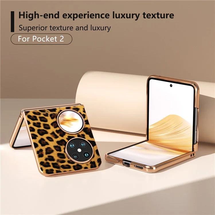 For Huawei Pocket 2 Case Leopard Pattern Leather+PC Ultra Thin Protective Phone Cover
