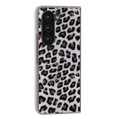 For Samsung Galaxy Z Fold5 5G Case Clear Matte Edge Leopard Print Texture PU+PC Phone Cases