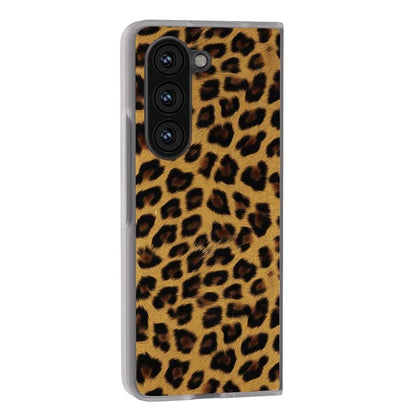 For Samsung Galaxy Z Fold5 5G Case Clear Matte Edge Leopard Print Texture PU+PC Phone Cases