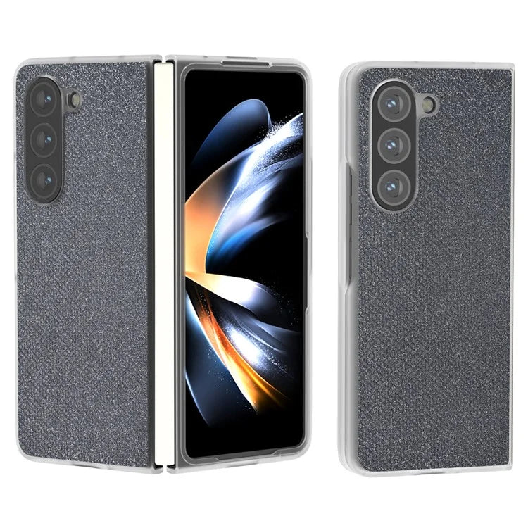 For Samsung Galaxy Z Fold5 5G Case Scratch Proof Rhinestone Texture Leather+PC Phone Cover