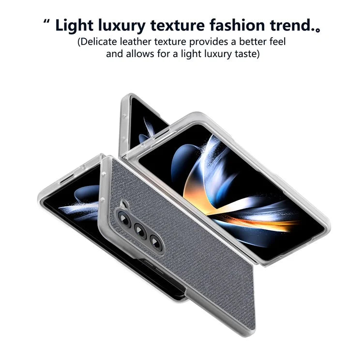 For Samsung Galaxy Z Fold5 5G Case Scratch Proof Rhinestone Texture Leather+PC Phone Cover