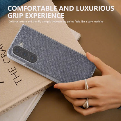 For Samsung Galaxy Z Fold5 5G Case Scratch Proof Rhinestone Texture Leather+PC Phone Cover