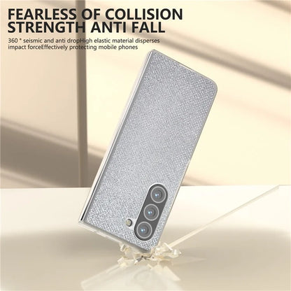 For Samsung Galaxy Z Fold5 5G Case Scratch Proof Rhinestone Texture Leather+PC Phone Cover