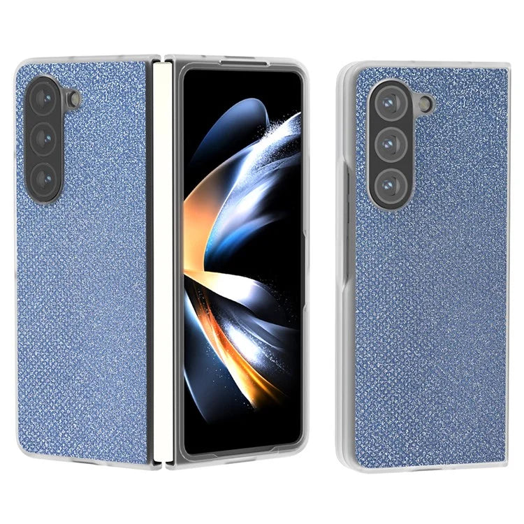 For Samsung Galaxy Z Fold5 5G Case Scratch Proof Rhinestone Texture Leather+PC Phone Cover