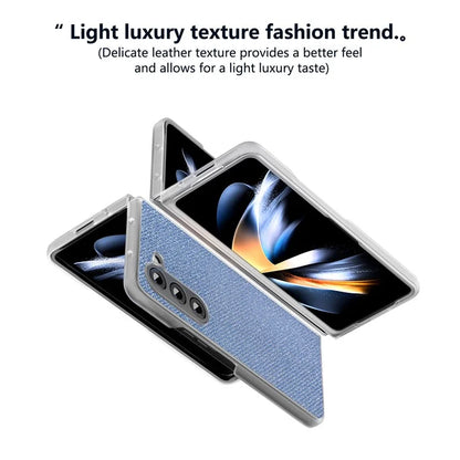 For Samsung Galaxy Z Fold5 5G Case Scratch Proof Rhinestone Texture Leather+PC Phone Cover