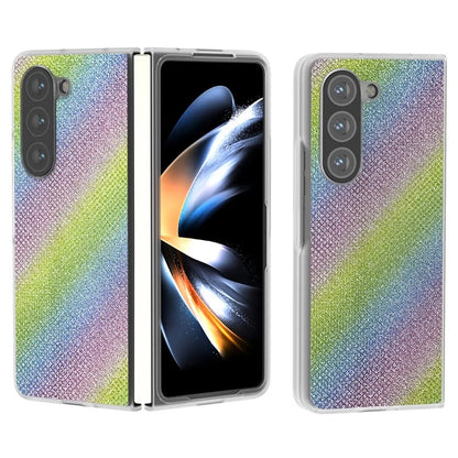 For Samsung Galaxy Z Fold5 5G Case Scratch Proof Rhinestone Texture Leather+PC Phone Cover