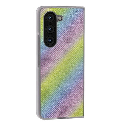 For Samsung Galaxy Z Fold5 5G Case Scratch Proof Rhinestone Texture Leather+PC Phone Cover