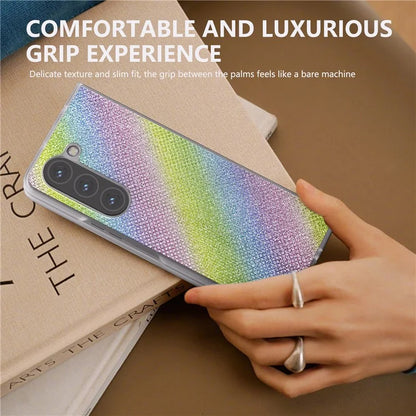 For Samsung Galaxy Z Fold5 5G Case Scratch Proof Rhinestone Texture Leather+PC Phone Cover