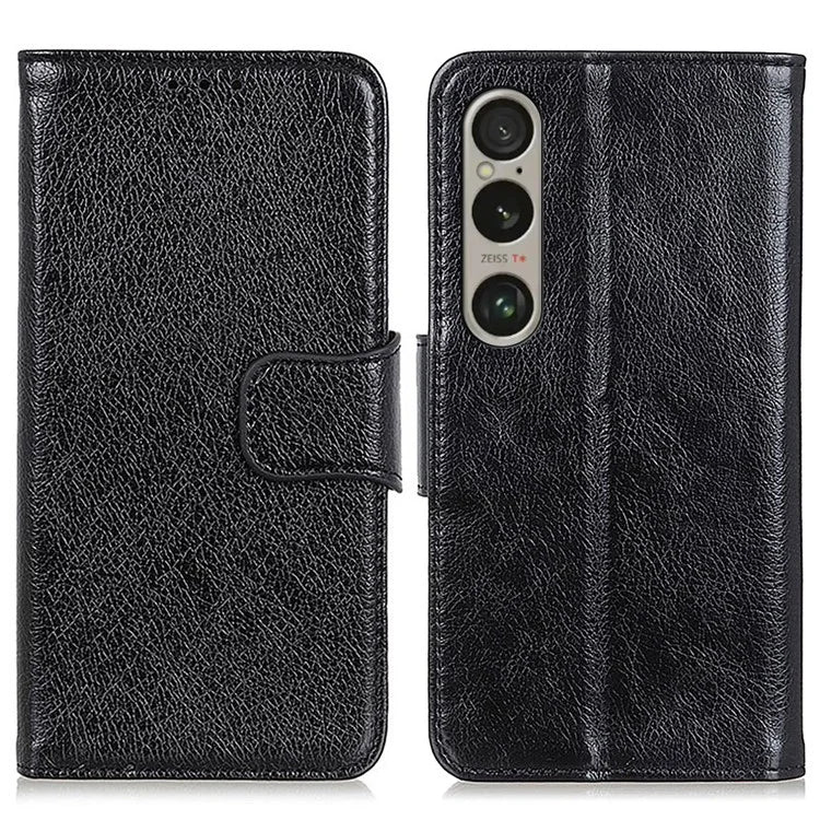 For Sony Xperia 1 VI Phone Case Split Leather Wallet Stand Nappa Texture Shockproof Cover
