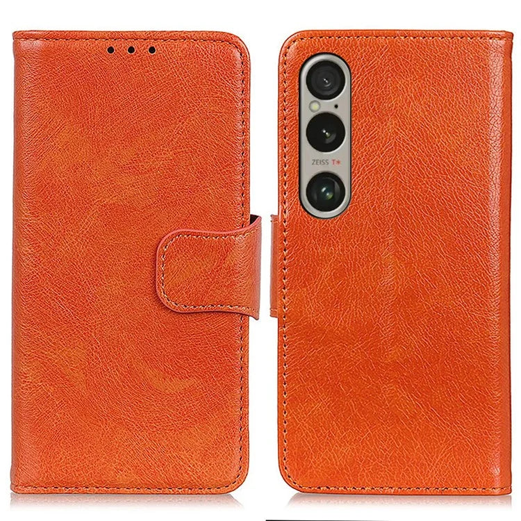 For Sony Xperia 1 VI Phone Case Split Leather Wallet Stand Nappa Texture Shockproof Cover