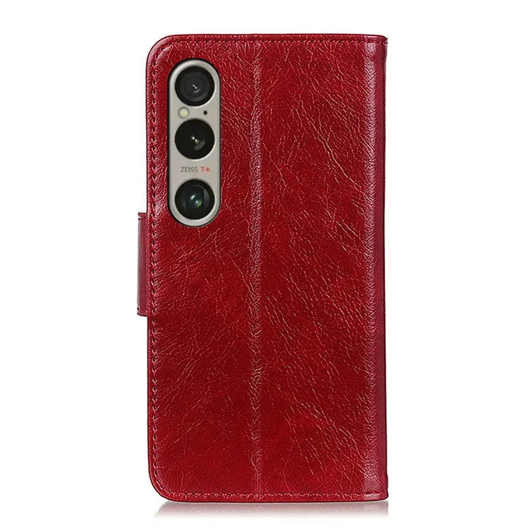For Sony Xperia 1 VI Phone Case Split Leather Wallet Stand Nappa Texture Shockproof Cover