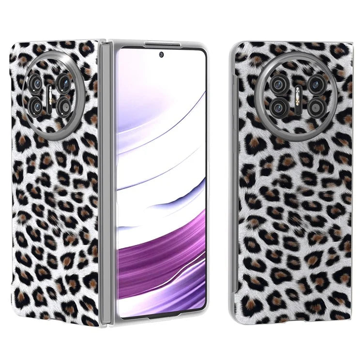 For Huawei Mate X5 Case Non-Slip Grip Leather+PC Leopard Pattern Phone Cover