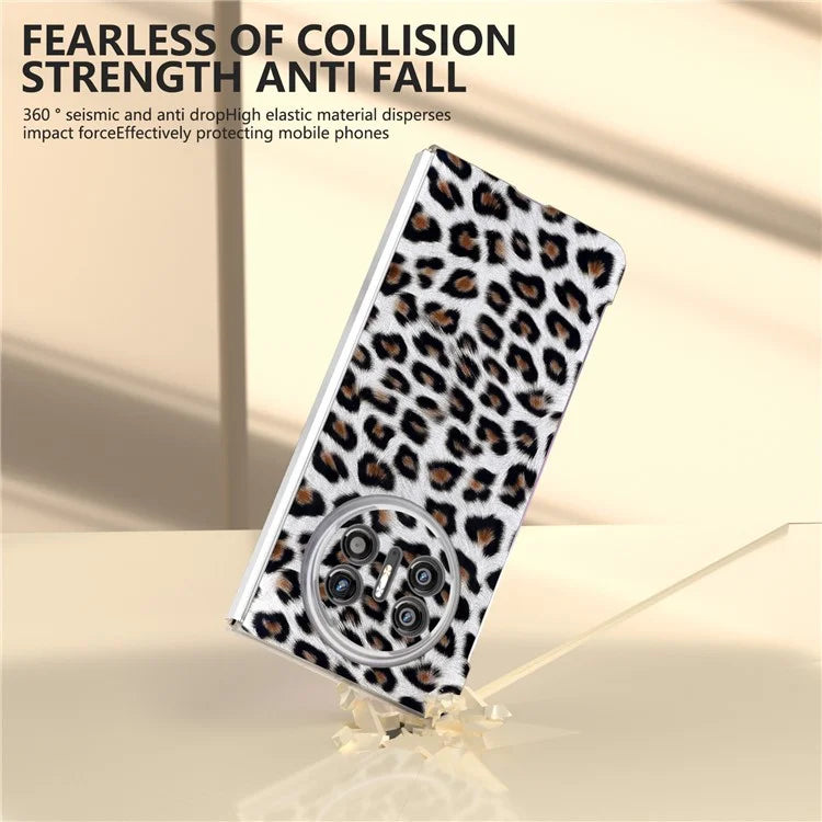 For Huawei Mate X5 Case Non-Slip Grip Leather+PC Leopard Pattern Phone Cover