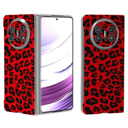 For Huawei Mate X5 Case Non-Slip Grip Leather+PC Leopard Pattern Phone Cover