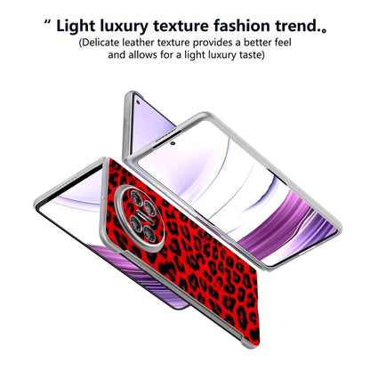 For Huawei Mate X5 Case Non-Slip Grip Leather+PC Leopard Pattern Phone Cover