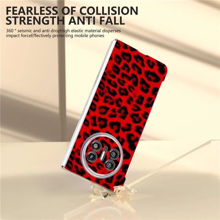 For Huawei Mate X5 Case Non-Slip Grip Leather+PC Leopard Pattern Phone Cover