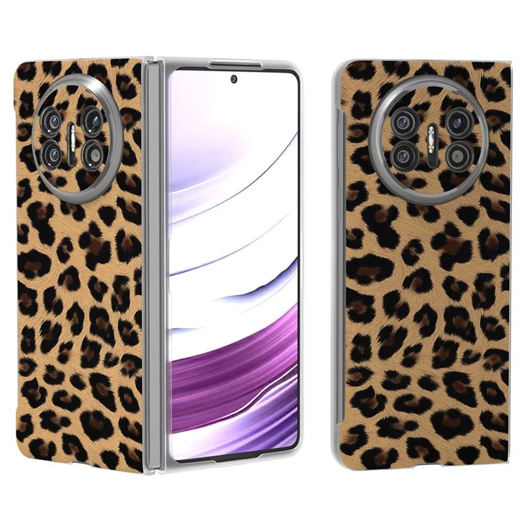 For Huawei Mate X5 Case Non-Slip Grip Leather+PC Leopard Pattern Phone Cover
