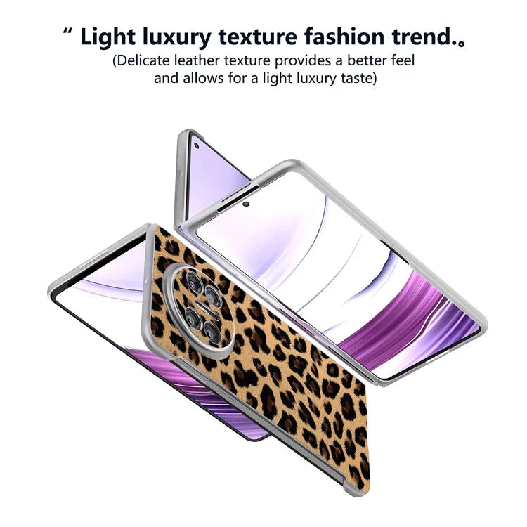 For Huawei Mate X5 Case Non-Slip Grip Leather+PC Leopard Pattern Phone Cover