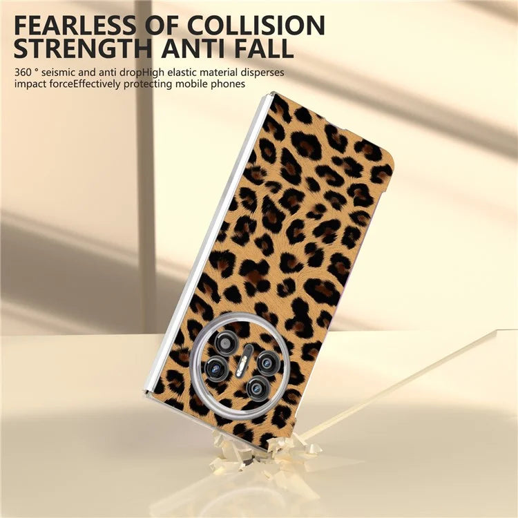 For Huawei Mate X5 Case Non-Slip Grip Leather+PC Leopard Pattern Phone Cover