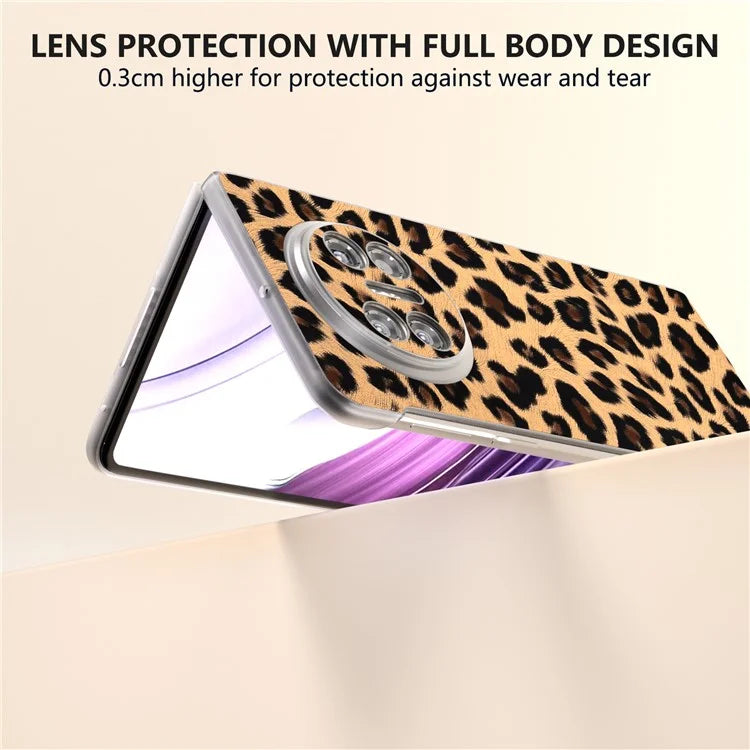 For Huawei Mate X5 Case Non-Slip Grip Leather+PC Leopard Pattern Phone Cover