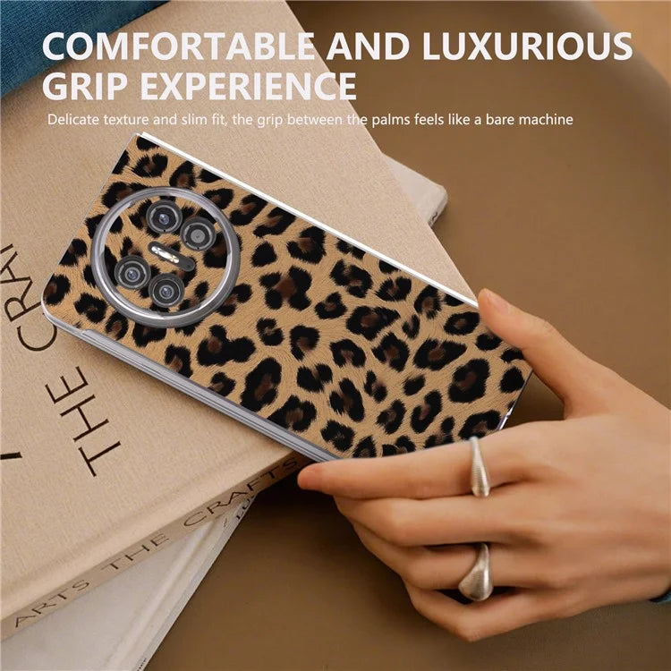 For Huawei Mate X5 Case Non-Slip Grip Leather+PC Leopard Pattern Phone Cover
