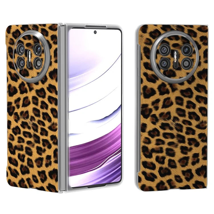 For Huawei Mate X5 Case Non-Slip Grip Leather+PC Leopard Pattern Phone Cover