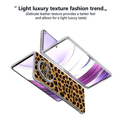 For Huawei Mate X5 Case Non-Slip Grip Leather+PC Leopard Pattern Phone Cover