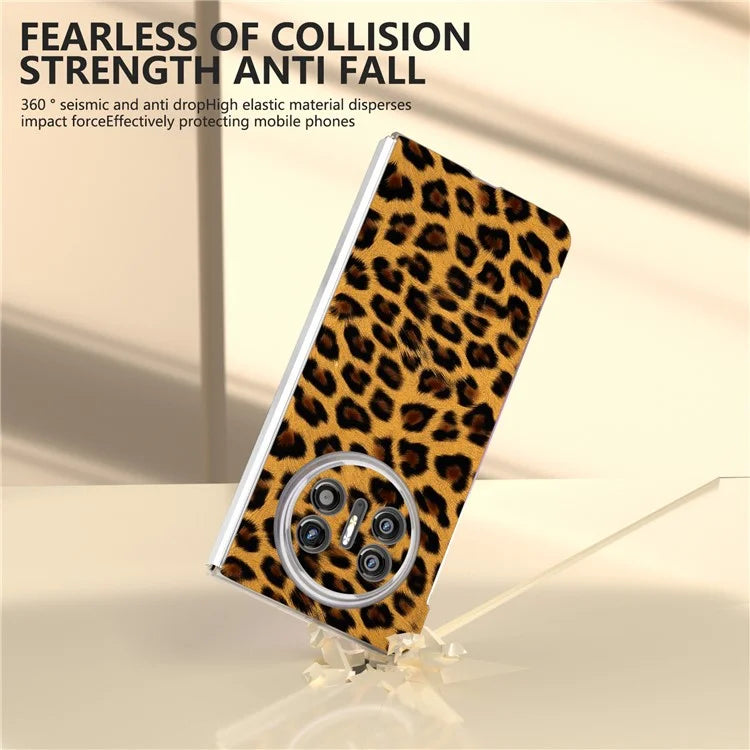 For Huawei Mate X5 Case Non-Slip Grip Leather+PC Leopard Pattern Phone Cover