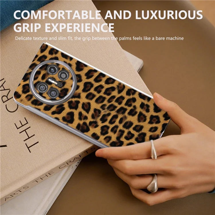 For Huawei Mate X5 Case Non-Slip Grip Leather+PC Leopard Pattern Phone Cover