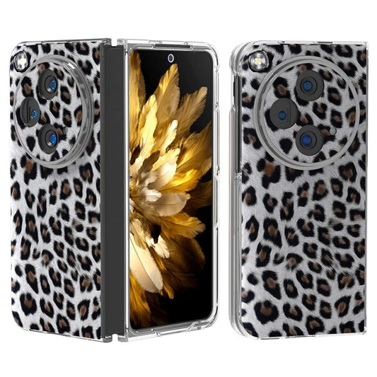 For Oppo Find N3 5G / OnePlus Open Case Leopard Print Texture PU Covered Hard PC Phone Shell