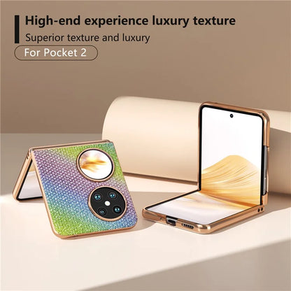 For Huawei Pocket 2 Electroplated Case Rhinestone Texture Cell Phone Cover