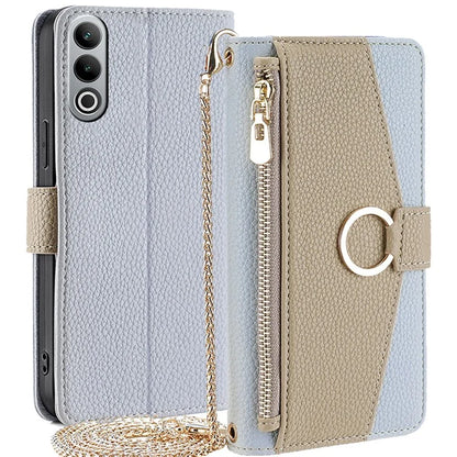 For OnePlus Nord CE4 5G Leather Case Zipper Wallet Stand Phone Cover with Mirror Function
