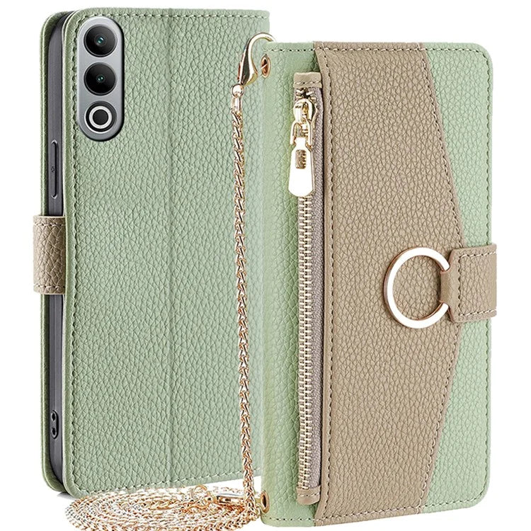 For OnePlus Nord CE4 5G Leather Case Zipper Wallet Stand Phone Cover with Mirror Function