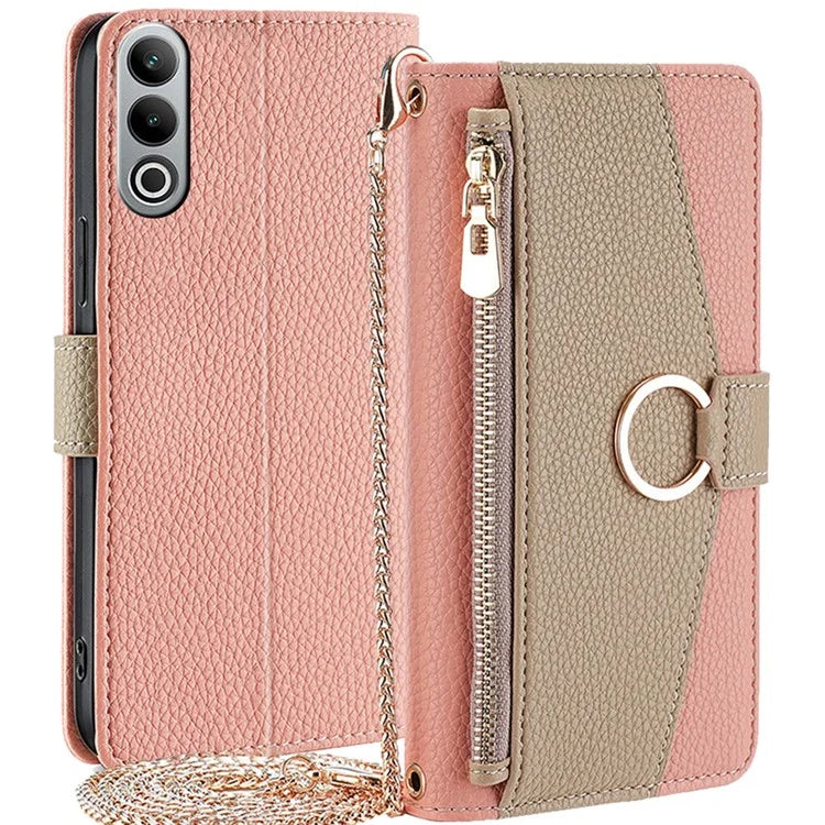 For OnePlus Nord CE4 5G Leather Case Zipper Wallet Stand Phone Cover with Mirror Function