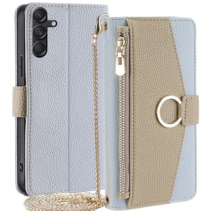 For Samsung Galaxy M55 5G / C55 5G / F55 5G Case Zipper Wallet Stand Phone Leather Cover with Mirror Design