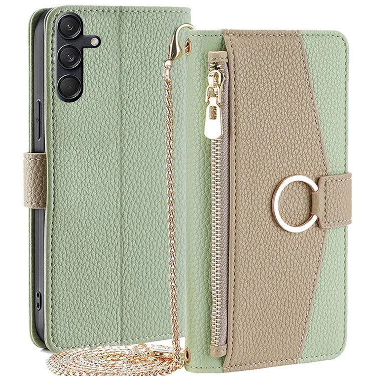 For Samsung Galaxy M55 5G / C55 5G / F55 5G Case Zipper Wallet Stand Phone Leather Cover with Mirror Design