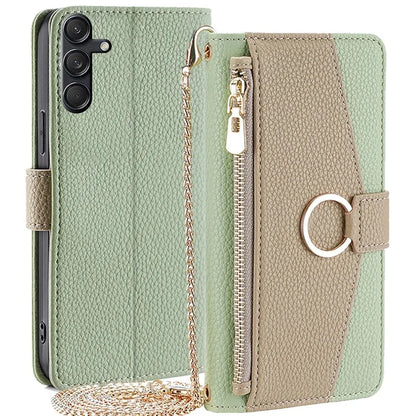 For Samsung Galaxy M55 5G / C55 5G / F55 5G Case Zipper Wallet Stand Phone Leather Cover with Mirror Design