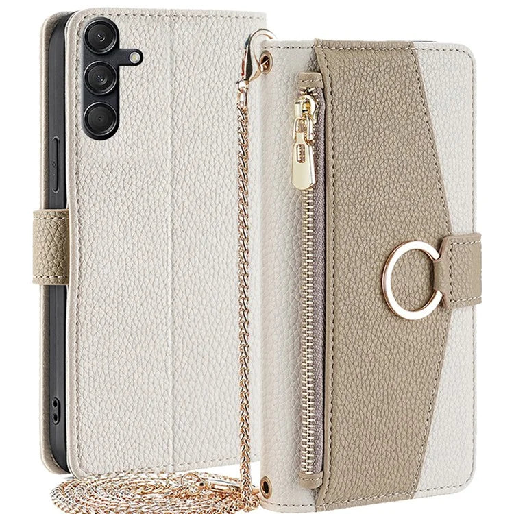 For Samsung Galaxy M55 5G / C55 5G / F55 5G Case Zipper Wallet Stand Phone Leather Cover with Mirror Design