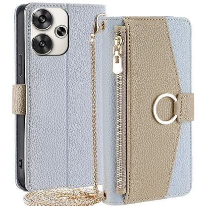 For Xiaomi Redmi Turbo 3 5G / Poco F6 5G Phone Case Zipper Wallet Stand Leather Cover with Mirror Function